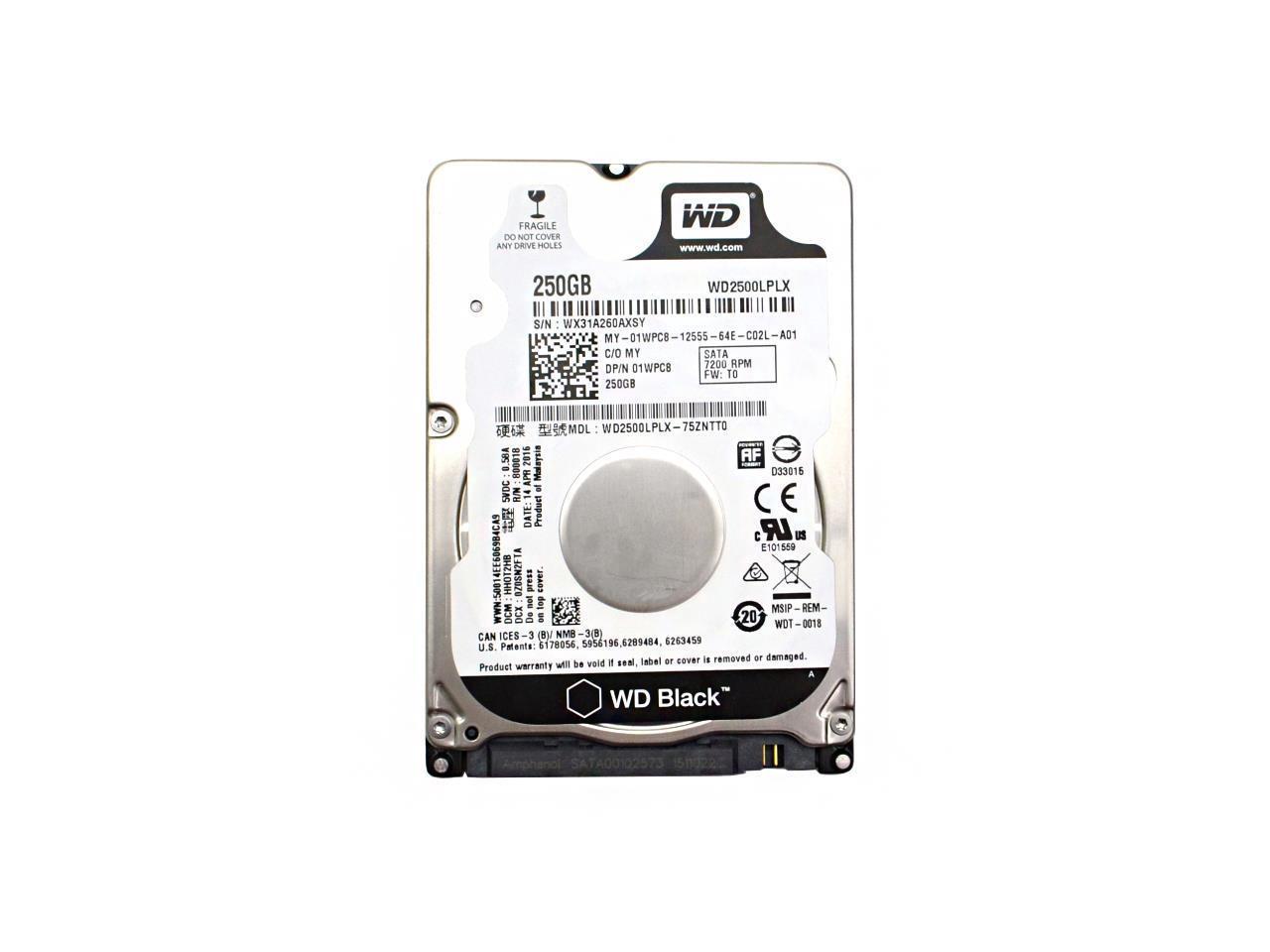 WD2500LPLX Western Digital Black 250GB 2.5 7.2K RPM 32MB Sata 6GB/S Hard Drive Hard Drives - Sata