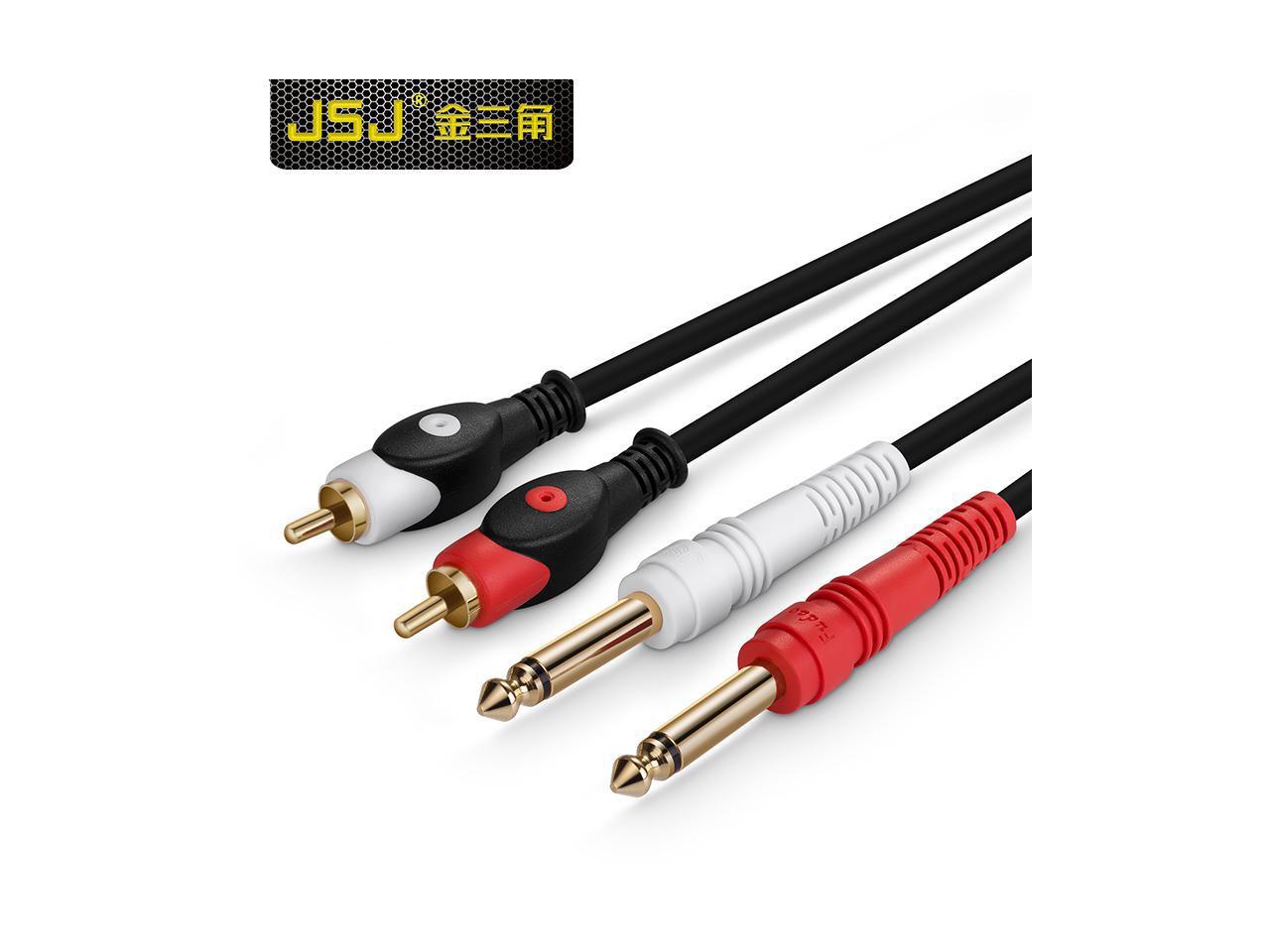 5ft Dual RCA Male Jack to Dual 6.35mm 1/4 TRS Male Plug Stereo Audio Cable Cord Wire for Mixer AV Amplifier (1pcs)