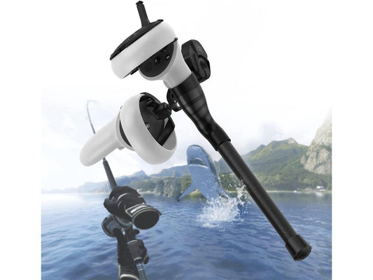 AMVR VR Fishing Accessories for Real VR Fishing Games, VR Fishing Rod and Reel Combo Accessories Compatible with Meta Quest 2 Accessories