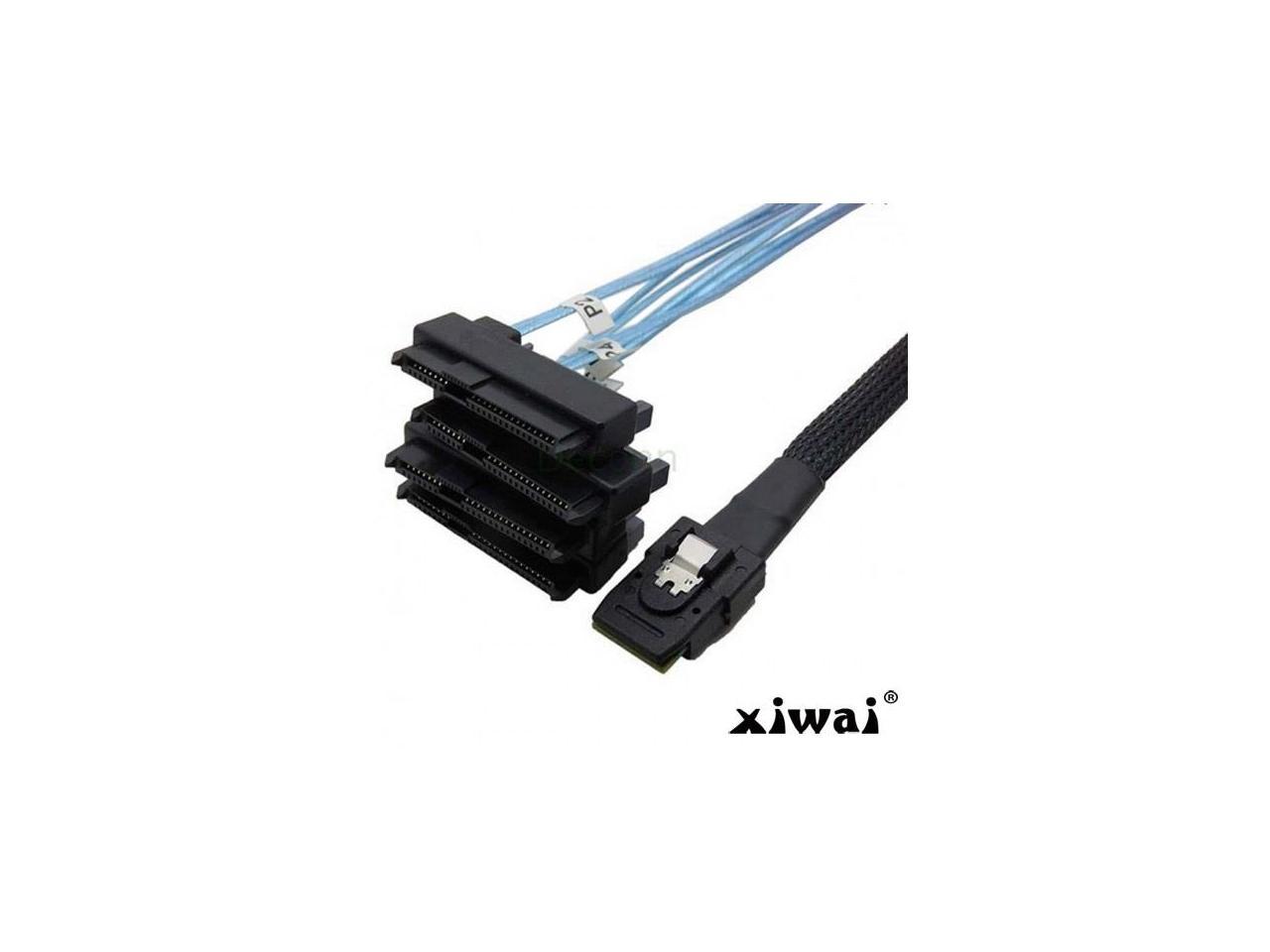 Xiwai 36 Pin Mini SAS SFF-8087 Internal Host to 4 SFF-8482 Target SAS Hard Disk and SATA Power Cable 100cm