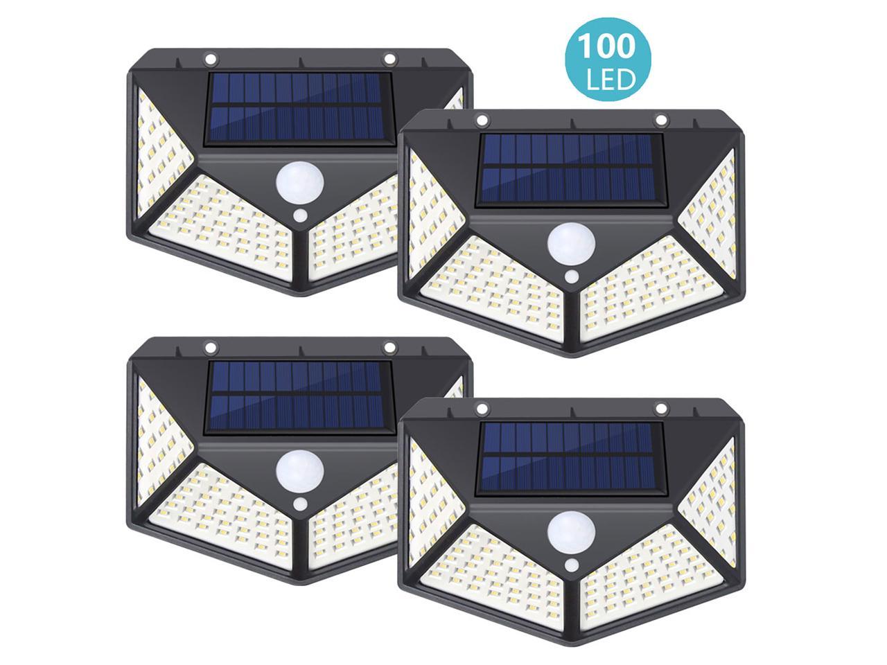 4 PCS Solar Security Light Motion Sensor, SUNZOS 100 LED Solar Lights Outdoor with 3 Intelligent Modes, 270¡ãWide Angle, IP65 Waterproof Solar Wall Lights for Garden, Yard, Walkway and Outside