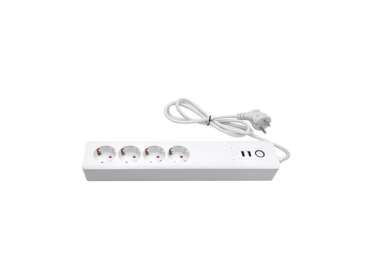 16A SM-SO306-E 4 Holes + 2 USB Multi-purpose Smart Power Strip, EU Plug