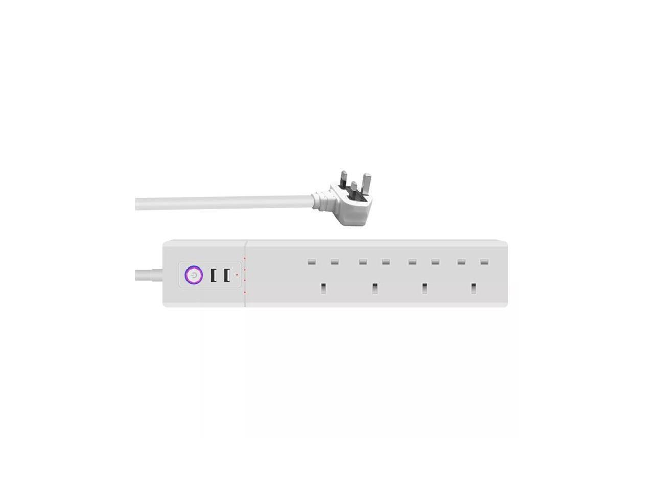 10A SM-SO306-K 4 Holes + 2 USB Multi-purpose Smart Power Strip, UK Plug