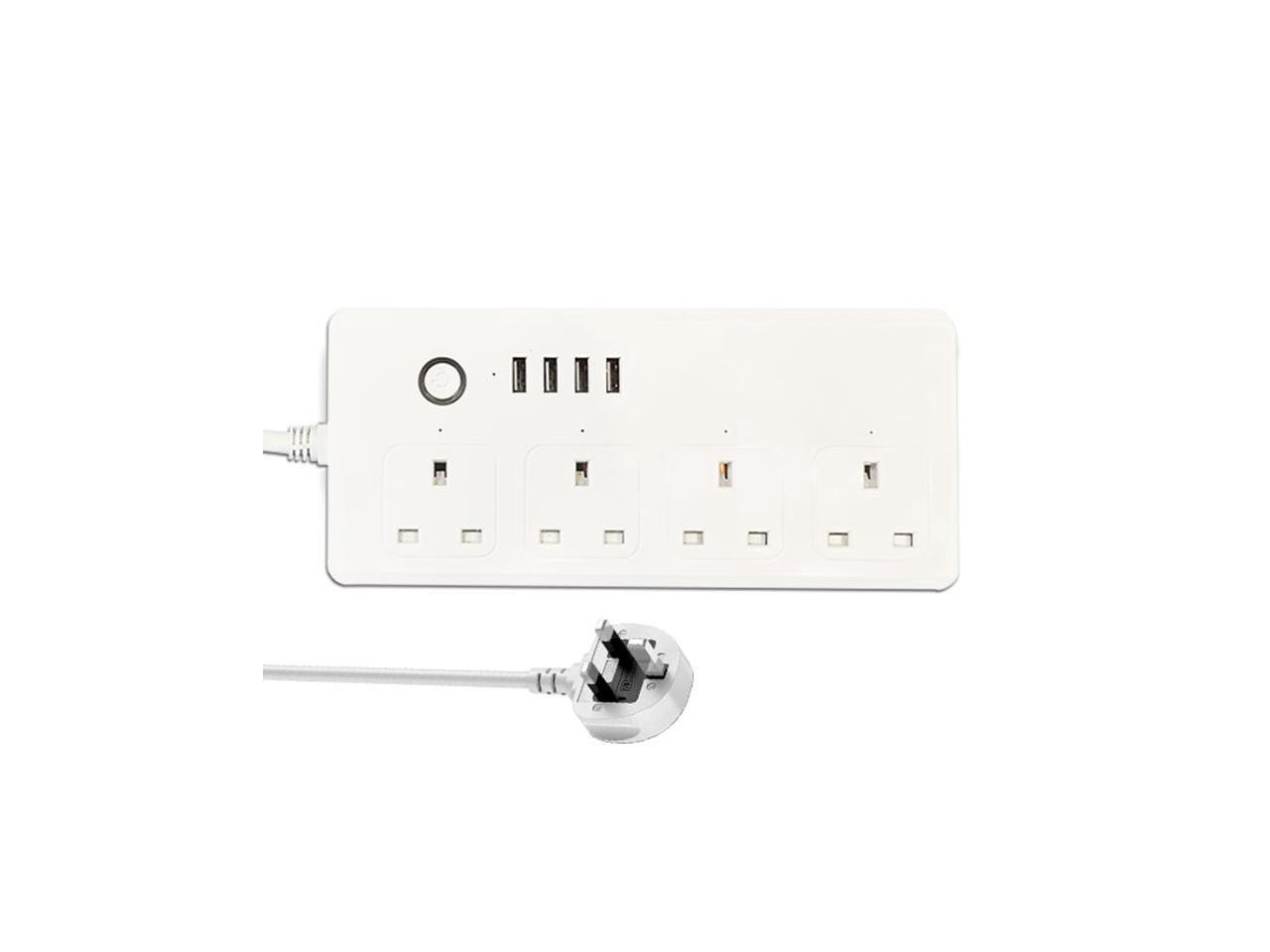 13A SM-SO301-K 4 Holes + 4 USB Multi-purpose Smart Power Strip, UK Plug