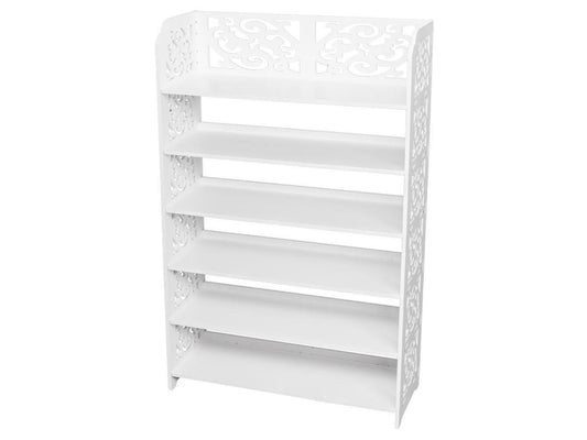 6-Tier Wood-Plastic Composites Storage Organizer Shelf Solid Shoe Rack, White