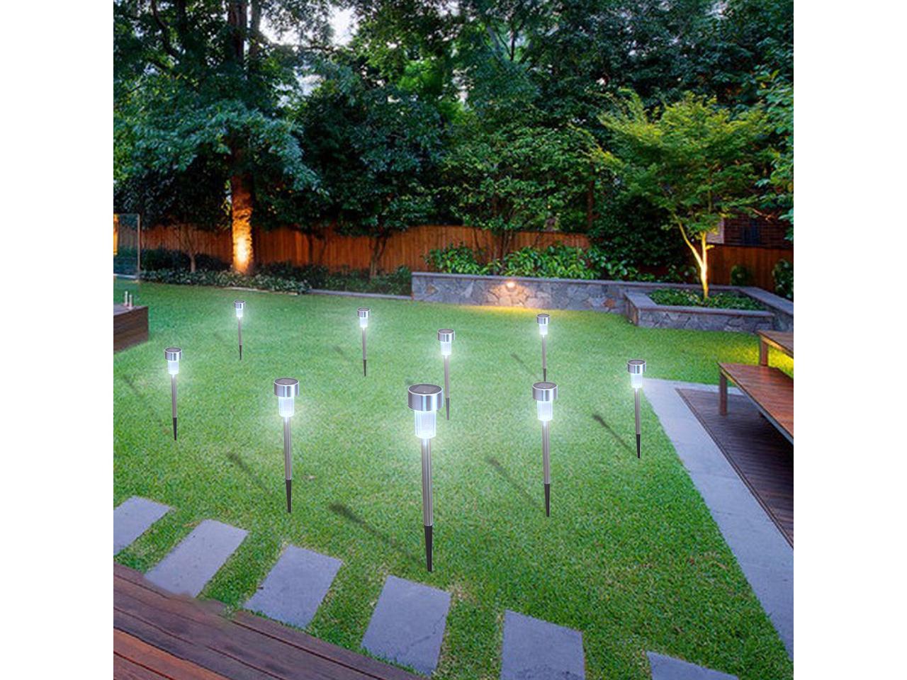 24 Pack Outdoor Solar Powered LED Light Stainless steel Lawn Patio Pathway Garden