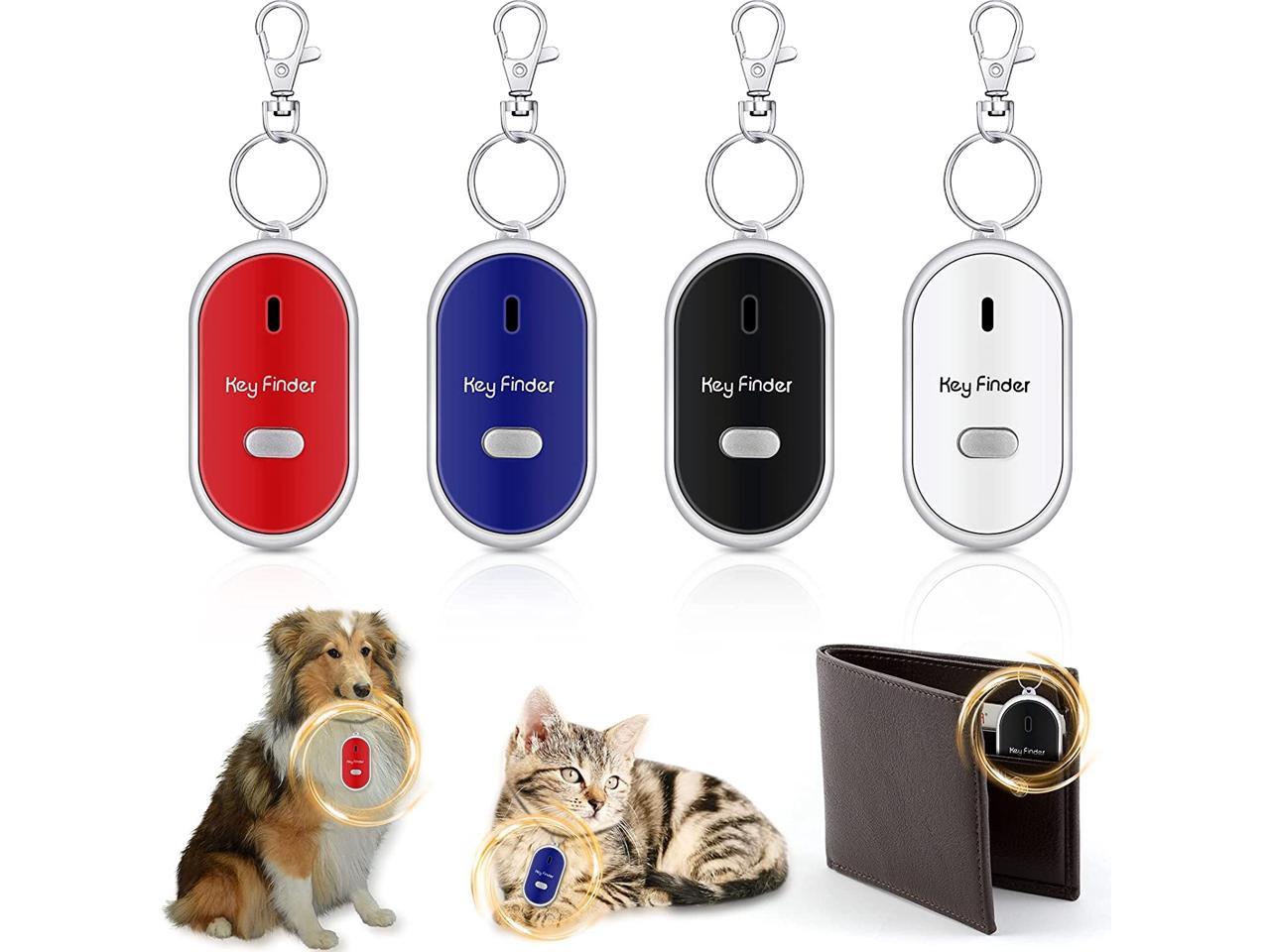 4 Pcs KeyTag Key Finder LED Light Remote Sound Control Lost Key Finder with 4 Pieces Keychains Key Locator Device Phone Keychain for Child Elderly Pet Luggage