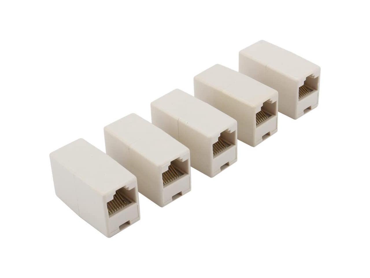 VizGiz 5 Pack RJ45 Coupler Female to Female Cord Connectors Newtwork Ethernet LAN Cable Straight Inline Wire CAT 5 5E Cat5E Extender Plug Extension Joiner Adapter 8P8C for CCTV Camera Computer PC