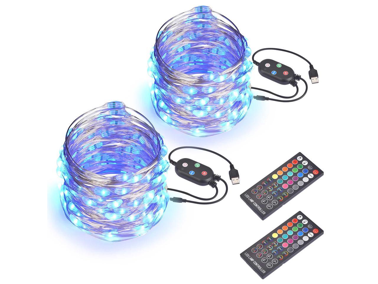 Yescom 2 Packs 33FT LED String Lights 100 Led RGB Lights 20 Colors with Remote & Bluetooth Fairy Light for Party Garden