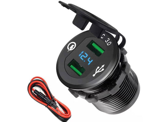 2in1 Car Fast Charger Socket Dual USB Port Volt Display 12-24V Phone charger