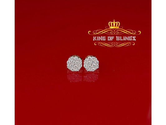 10k Yellow Gold Finish Lab Created Diamond Silver Round Men/Women Stud Earrings