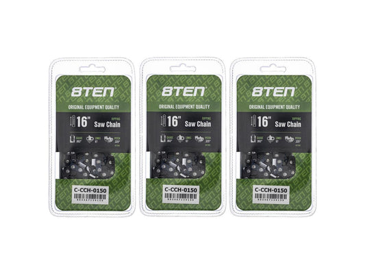 8TEN Ripping Chainsaw Chain 16 Inch .063 .325 67DL for Stihl 024 028 MS 261 290 361 390 3639 005 0067 (3 Pack)