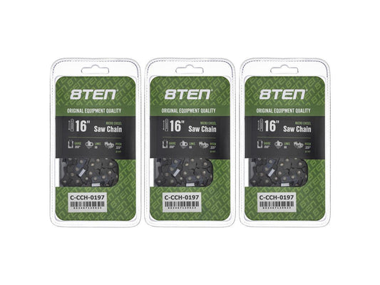 8TEN Micro Chisel Chainsaw Chain 16 Inch .050 .325 66DL for Husqvarna 435 440 445 450 Rancher Echo (3 Pack)