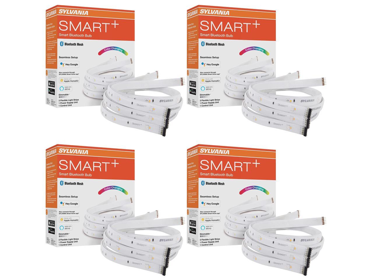 (case of 4) Sylvania Smart (3) 2ft Bluetooth Mesh Indoor LED Flex Light Strip Starter Kit for Alexa / Google / Apple HomeKit, RGBTW Full Color, Dimmable, Accessories Included (75575)