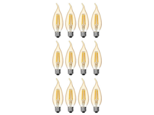 (case of 12 bulbs) GE Vintage LED Decorative Light Bulbs, 5.5 Watts (60 Watt Equivalent) Warm Candle Light 2000K, Amber Glass, Medium Base, Dimmable