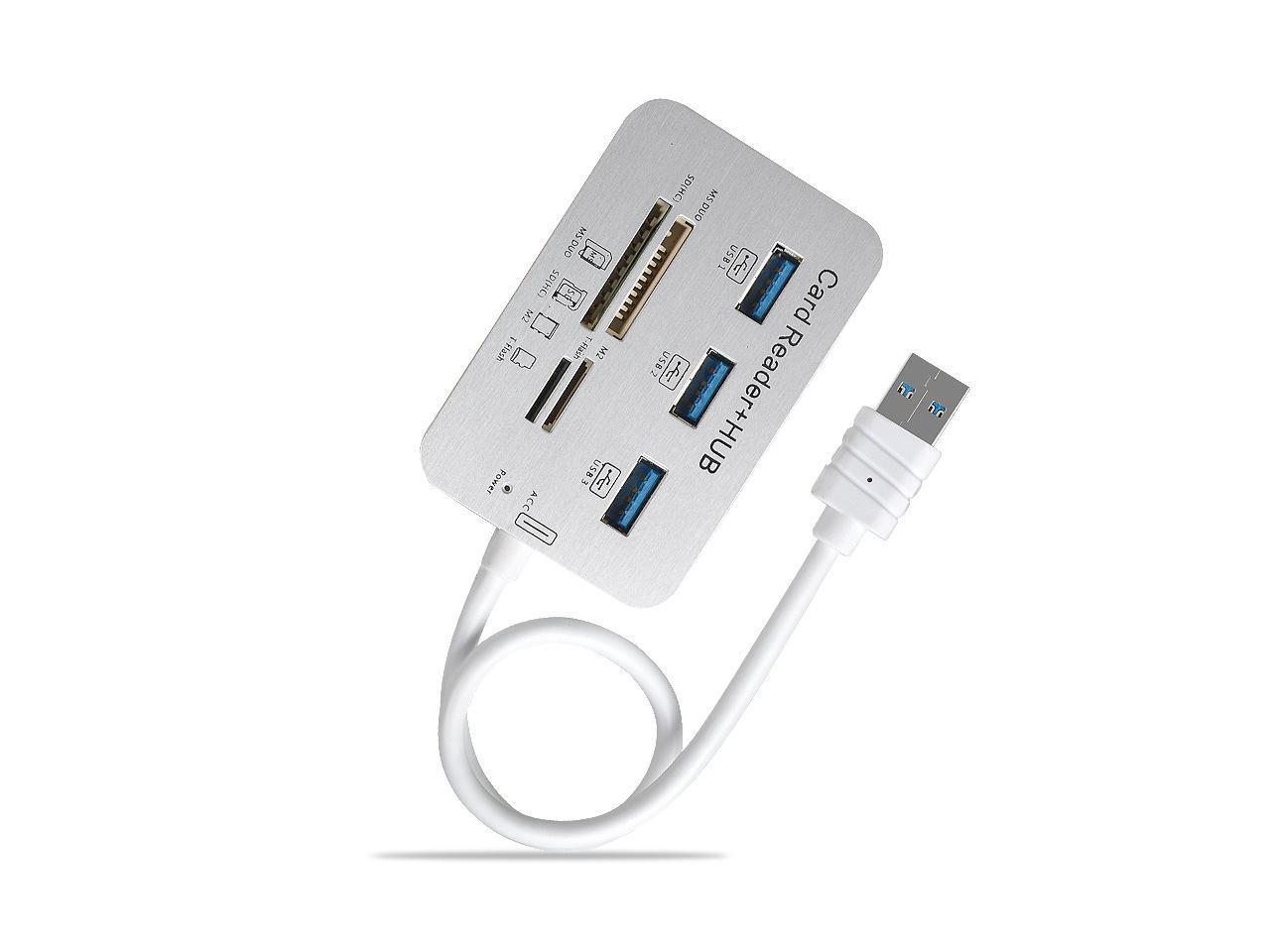 619-3.0 3 Port HUB + 4 Port Card Reader One to Three High Speed USB 3.0 Hub Splitter