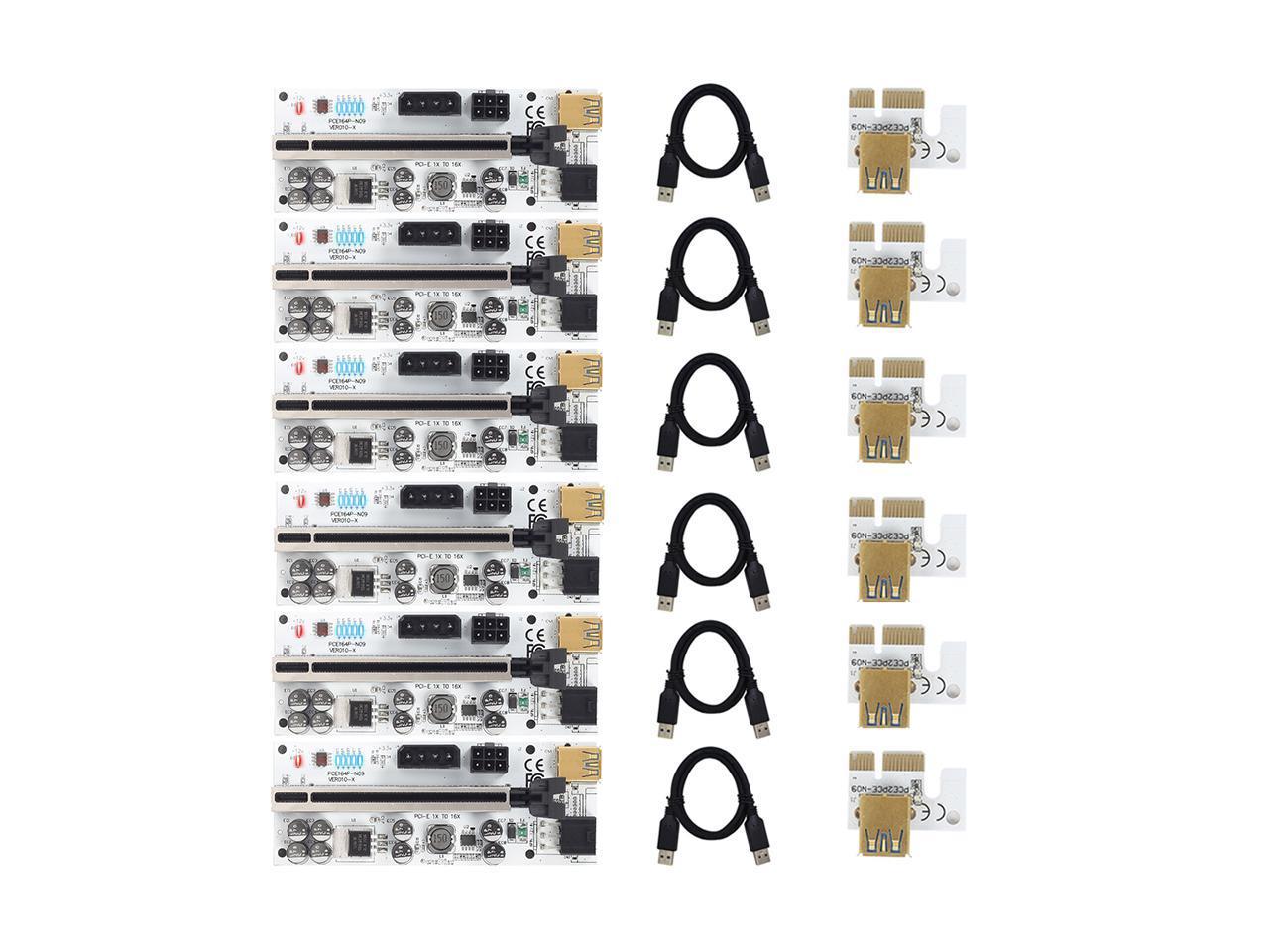 6PCS Riser VER 010X USB 3.0 PCI-E Riser VER010-X Express Cable Riser For Video Card X16 Extender PCI-E Riser Card For Mining