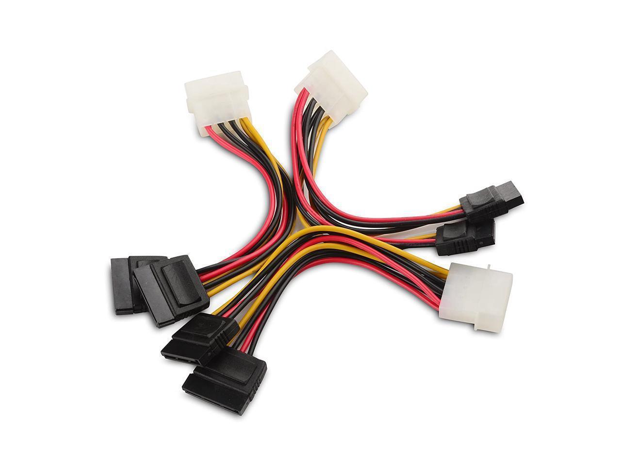 3-Pack 4 Pin Molex to Dual SATA Power Y-Cable Adapter- 6 Inches