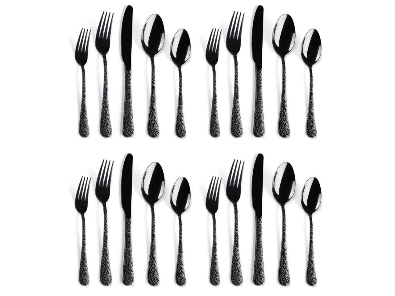 20-piece hammering tableware set 4, tableware tableware set, knife, fork, spoon, stainless steel heavy luxury, travel, gifts, mirror polishing, dishwasher safety.