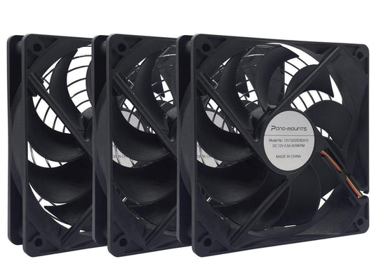 3-Pack 120mm 12V DC High Airflow Computer PC Case Fan 120x120x25mm 3Pin 4.72inch Dual Ball Bearing Brushless Exhaust Cooling Fan for Mining Rig Frame Rack Air Miner PSU with Metal Guard 3000RPM