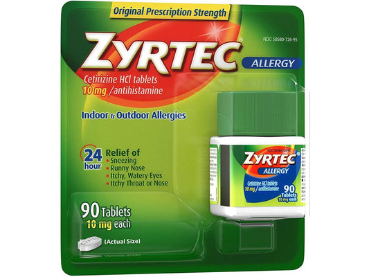 Zyrtec 10mg In Door Outdoor All Day Allergy Relief 24 Hour 90 Tablets