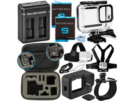 Accessory Bundle for GoPro HERO 9 HERO 10 Black + EXT BATT + Housing + Case