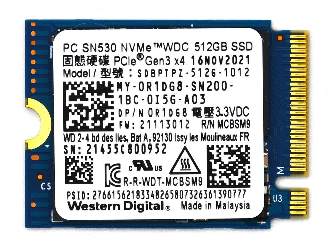 Western Digital PC SN530 512GB M.2 2230 NVMe PCIe GEN3 X4 SSD R1DG8 SDBPTPZ-512G M.2 SSD / Solid State Drive