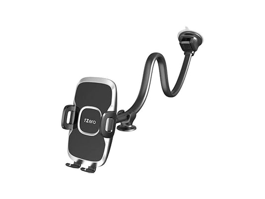 1Zero Solid Car Truck Phone Mount Holder with 14-Inch Gooseneck Long Arm, Windshield Window Mobile Holders w/Industrial-Strength Suction Cup, Anti-Shake Stabilizer Compatible All Cell Phones iPhone