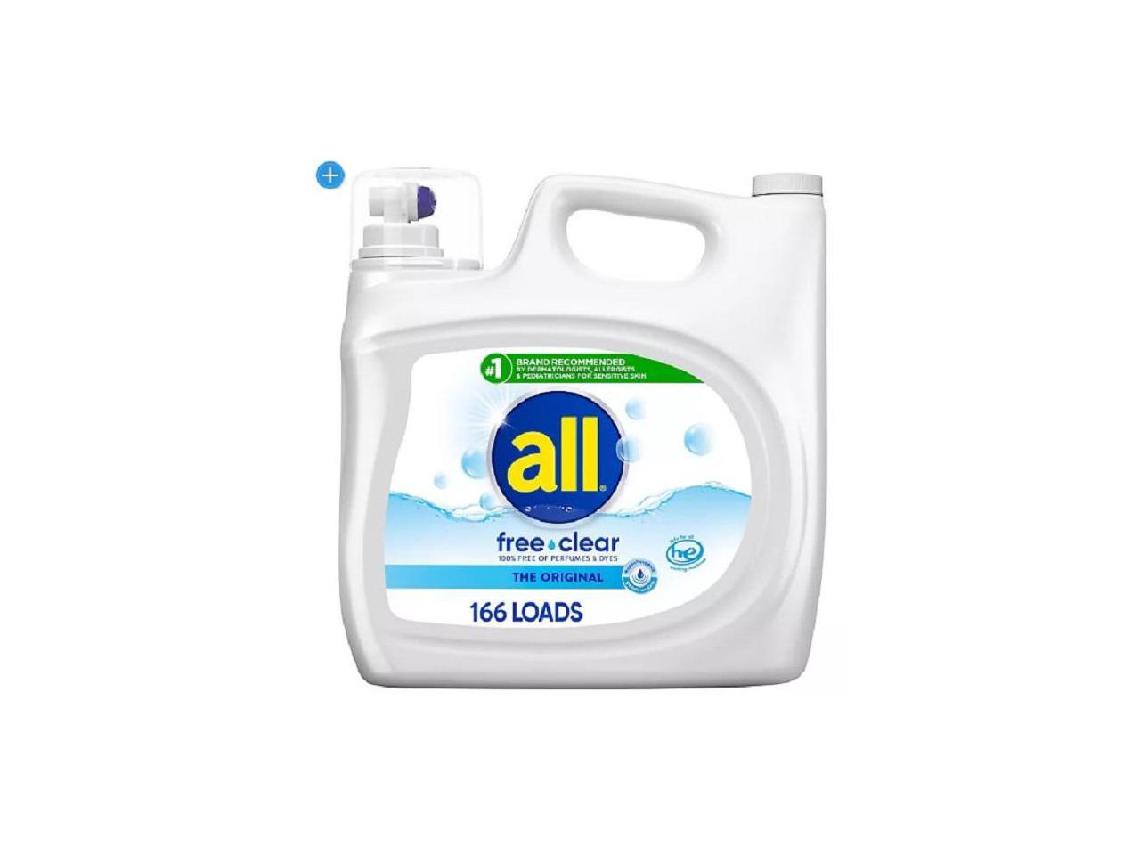 all Liquid Laundry Detergent Free Clear for Sensitive Skin (250 oz.,166 loads)