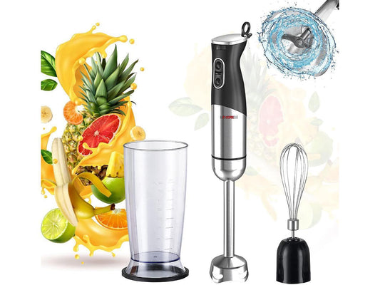 5 Core Hand Blender 500W 3-in-1 Multifunctional Electric Immersion Blender 8 Variable speed Stick Batidora Emersion Mixer; 600ml Mixing Beaker; Whisk Attachment; BPA Free