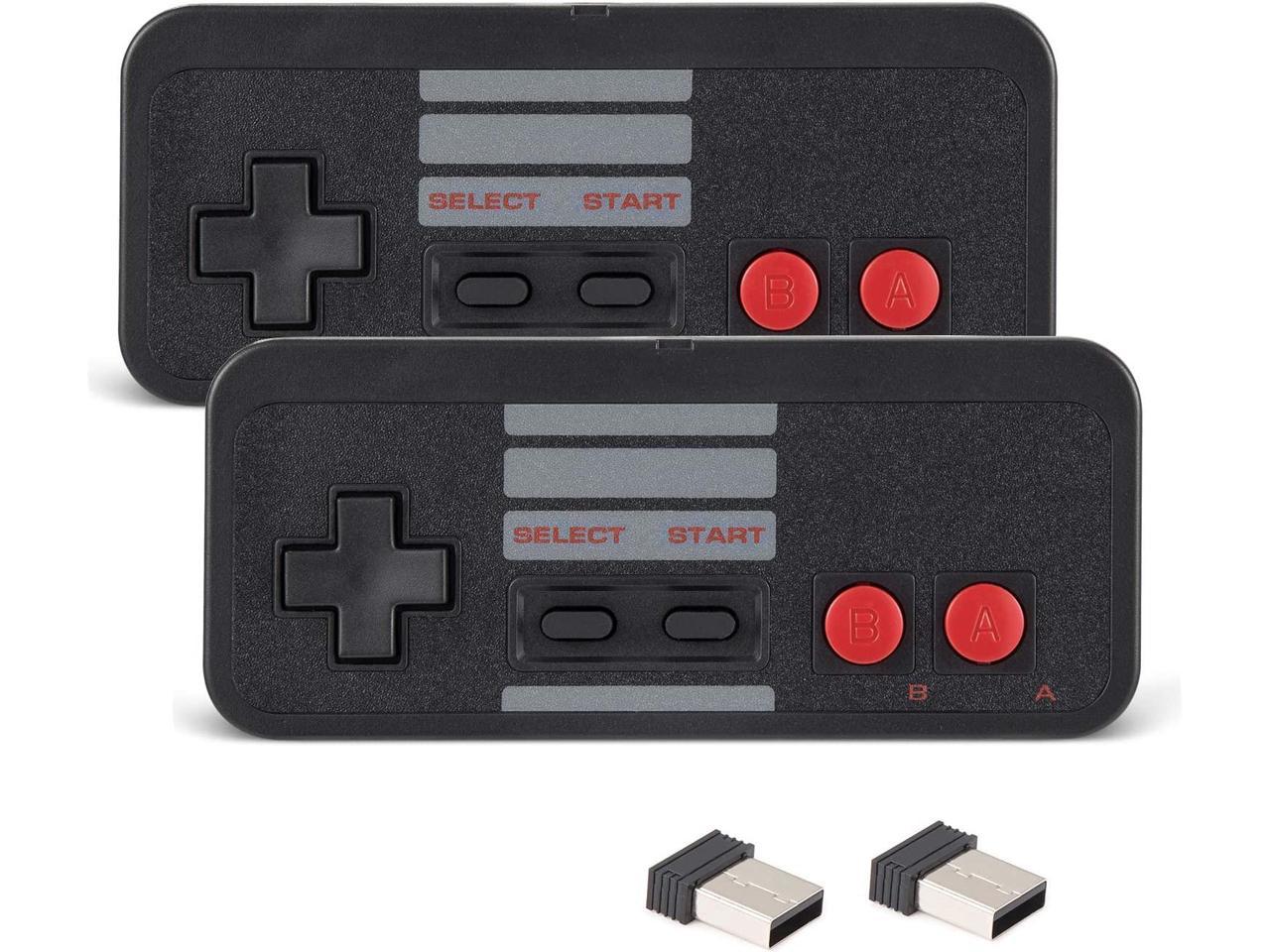 2.4G Classic USB Wireless Controller for Retro NES Emulator Games, 2 Pack Rechargeable Wireless NES USB PC Remote Pad Controller for Windows MAC Raspberry Pi