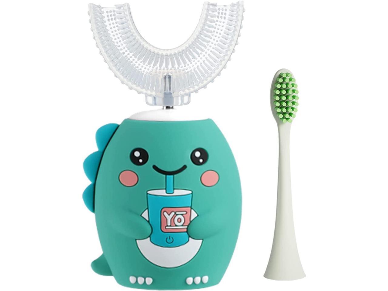 Yodabai Kids Electric Toothbrushes, U Shaped Ultrasonic Toothbrush ,Rechargeable Kids Toothbrush w/ Smart Timer, Sonic Toothbrush Kids 6 Modes, IPX7 Waterproof Design (8-15 Year Old, Green) (K10)