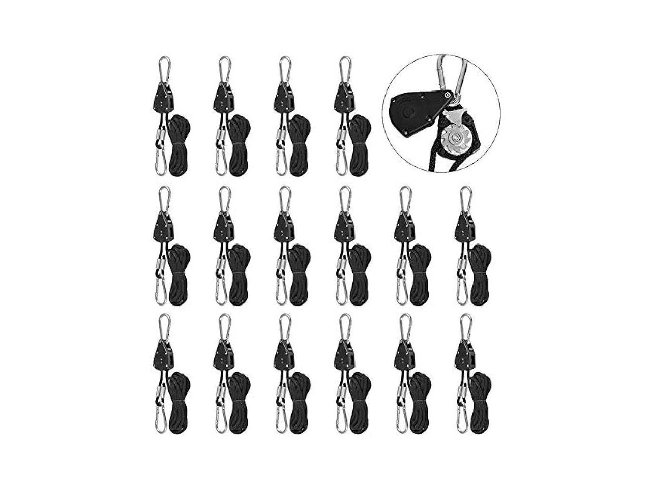 8 Pairs 1/8 Heavy Duty Ratchet Hangers, Adjustable Rope Hangers, Grow Light Rope Hangers for Grow Plant Fan Filter Light Room Equipment, 150 LB Capacity per Pair