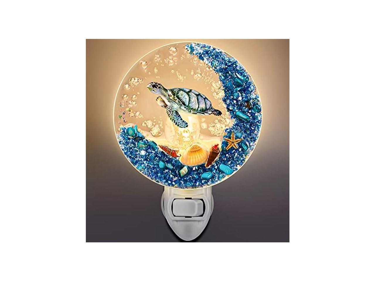 1 Piece Plug in Seashell Night Light Ocean Sea Animal Decorative Night Light Plug in Beach Nightlight Vintage Ocean Night Lamps for Adult for Home Bedroom Living Room Bathroom Wall Decor (Sea Turtle)