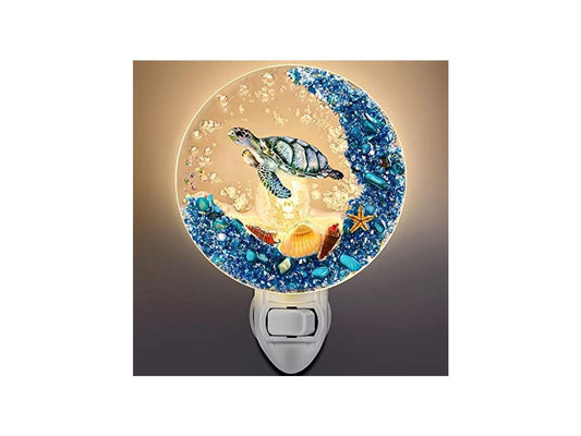 1 Piece Plug in Seashell Night Light Ocean Sea Animal Decorative Night Light Plug in Beach Nightlight Vintage Ocean Night Lamps for Adult for Home Bedroom Living Room Bathroom Wall Decor (Sea Turtle)