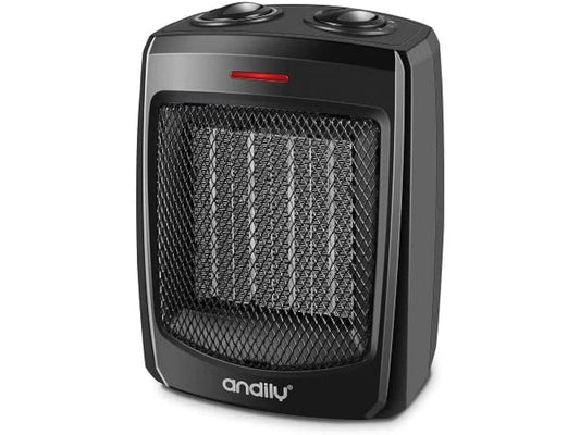 andily Space Heater Electric Heater for Home and Office Ceramic Small Heater with Thermostat, 750W/1500W