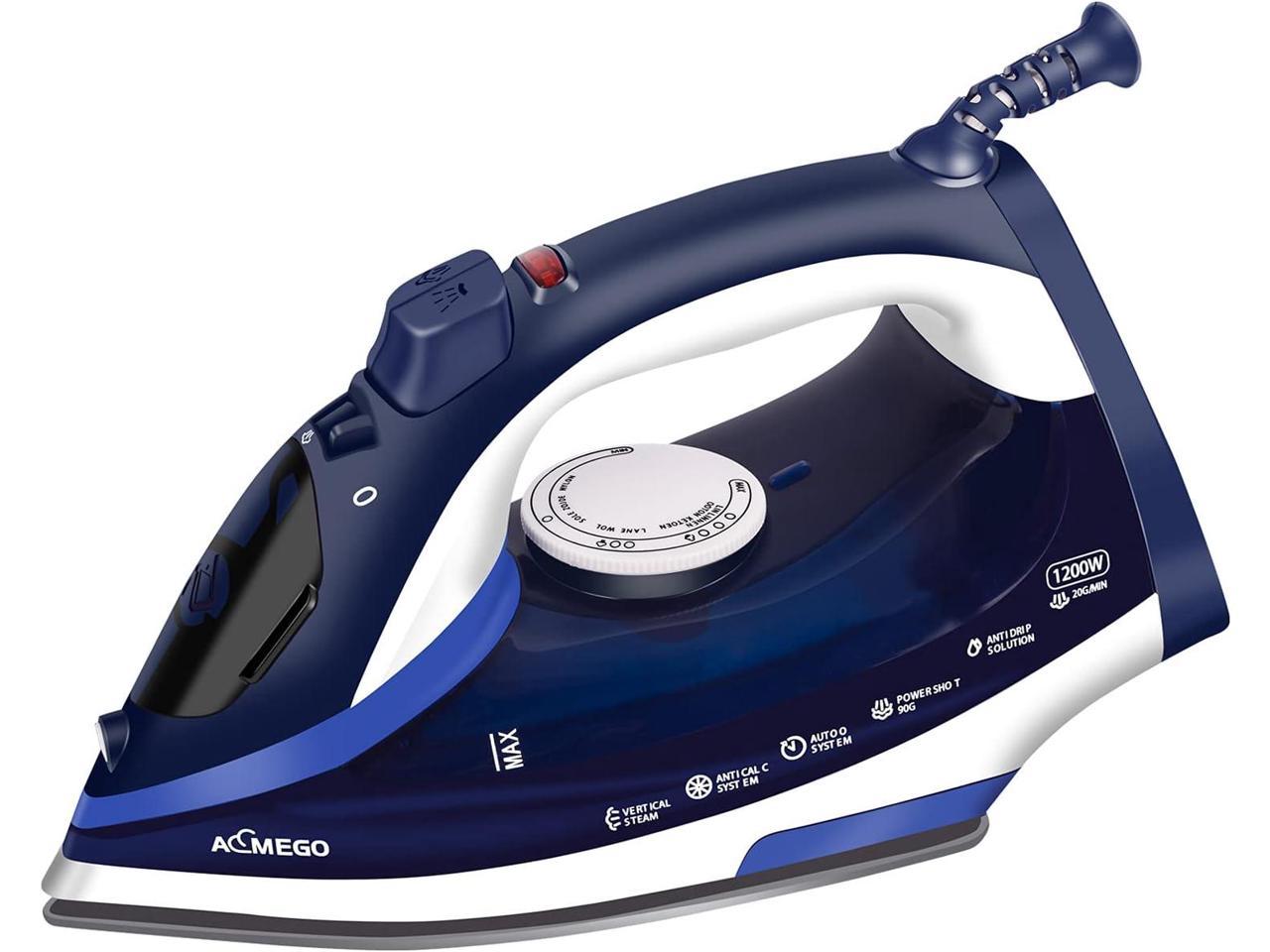 AEMEGO Steam Iron for Clothes Lightweight Portable Iron with Non Stick Ceramic Soleplate Anti Drip Vertical Irons for Ironing Clothes Self-Clean Auto-Off Function Small Size for Home Travel