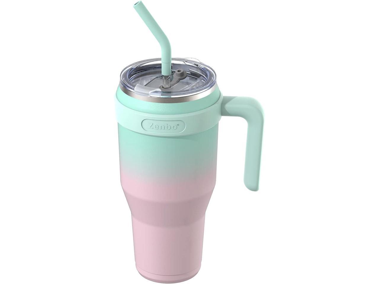 Zenbo 40 oz Tumbler with HandleStainless Steel Vacuum Insulated Mug Cup with Handle,Lid and Straw,Keeps Drinks Cold up to 34 Hours Sweat-Proof Body, Dishwasher Safe