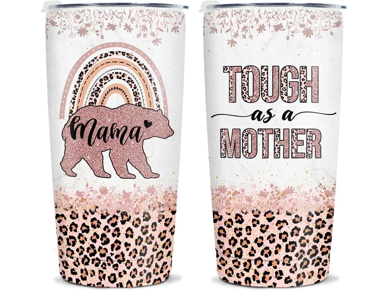 Wassmin Mama Bear Tumbler Tough As A Mother Stainless Steel Cup With Lid 20oz Double Walled Vacuum Insulated Cubs Mother's Birthday Christmas Gifts For Best Mom Ever