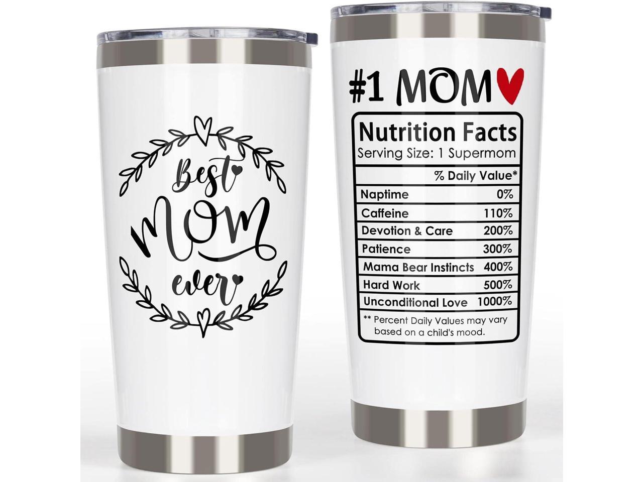 #1 Mom Gifts Tumbler, Christmas Gifts for Moms from Daughter Son Husband - Best Mom Ever Gifts Tumbler, Birthday Gifts for Mom Grandma, Number One Nutrition Facts Mom Coffee Tumbler 20oz