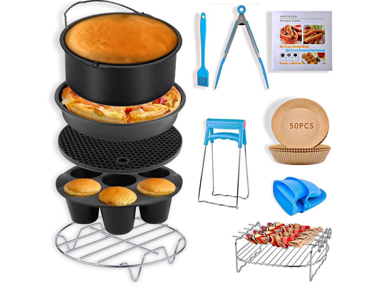 Air Fryer Accessories for COSORI Ninja Gourmia Dash Power XL 3.6 4.2 5.8QT Air Fryer, 12 PCS Accessory with Oven Cake Pan Pizza Pan Air Fryer Liner