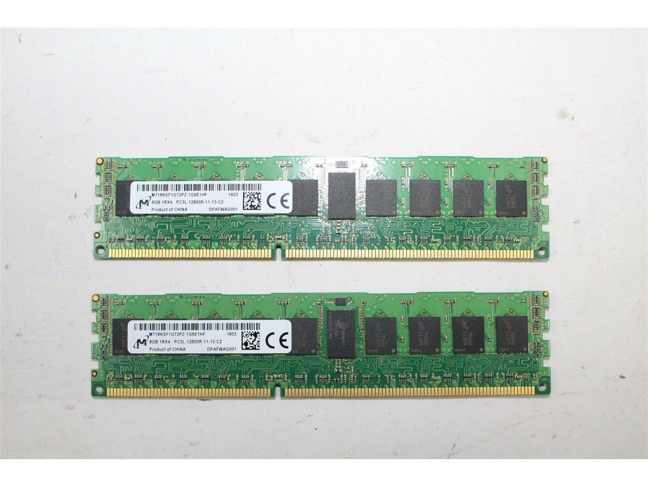 16GB (2x8GB) Micron MT18KSF1G72PZ-1G6E1HF 1Rx4 PC3L-12800R DDR3 Server Memory