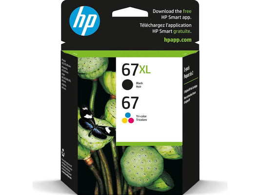 67XL Black/HP 67 Tri-Color Ink Cartridges High/Standard Yield 2/Pack 3YP30AN#140