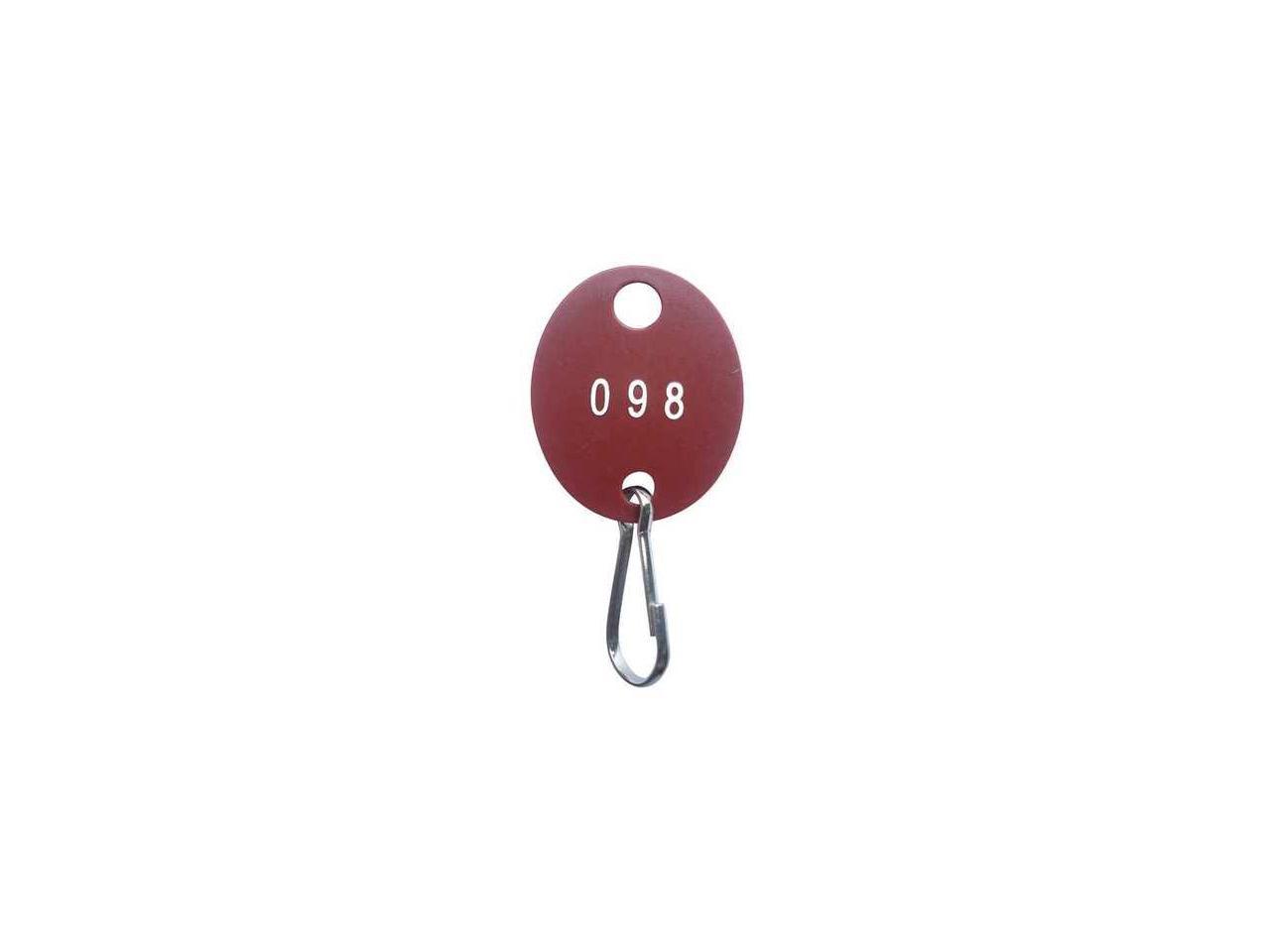 ZORO SELECT 33J884 Key Tag Numbered 101 to 200, Red, 100 PK