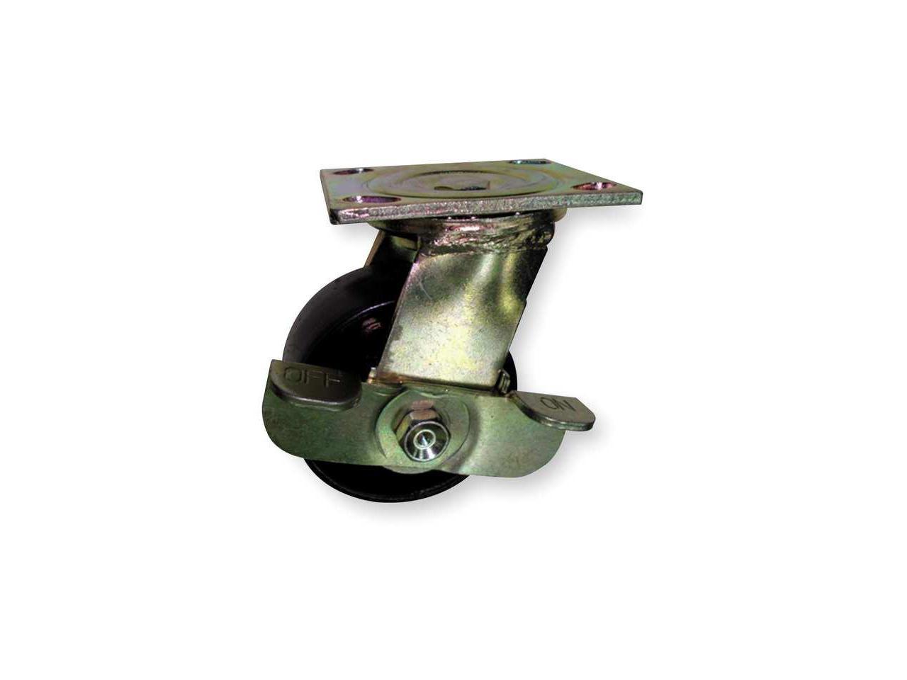 ZORO SELECT 1NVC7 Swivel Plate Caster,Steel,6 in.,1200 lb.