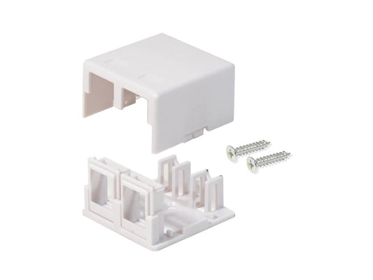 50 Pack Surface Mount Box 2 Port Double Hole Keystone Jack Cat5e/Cat6 White