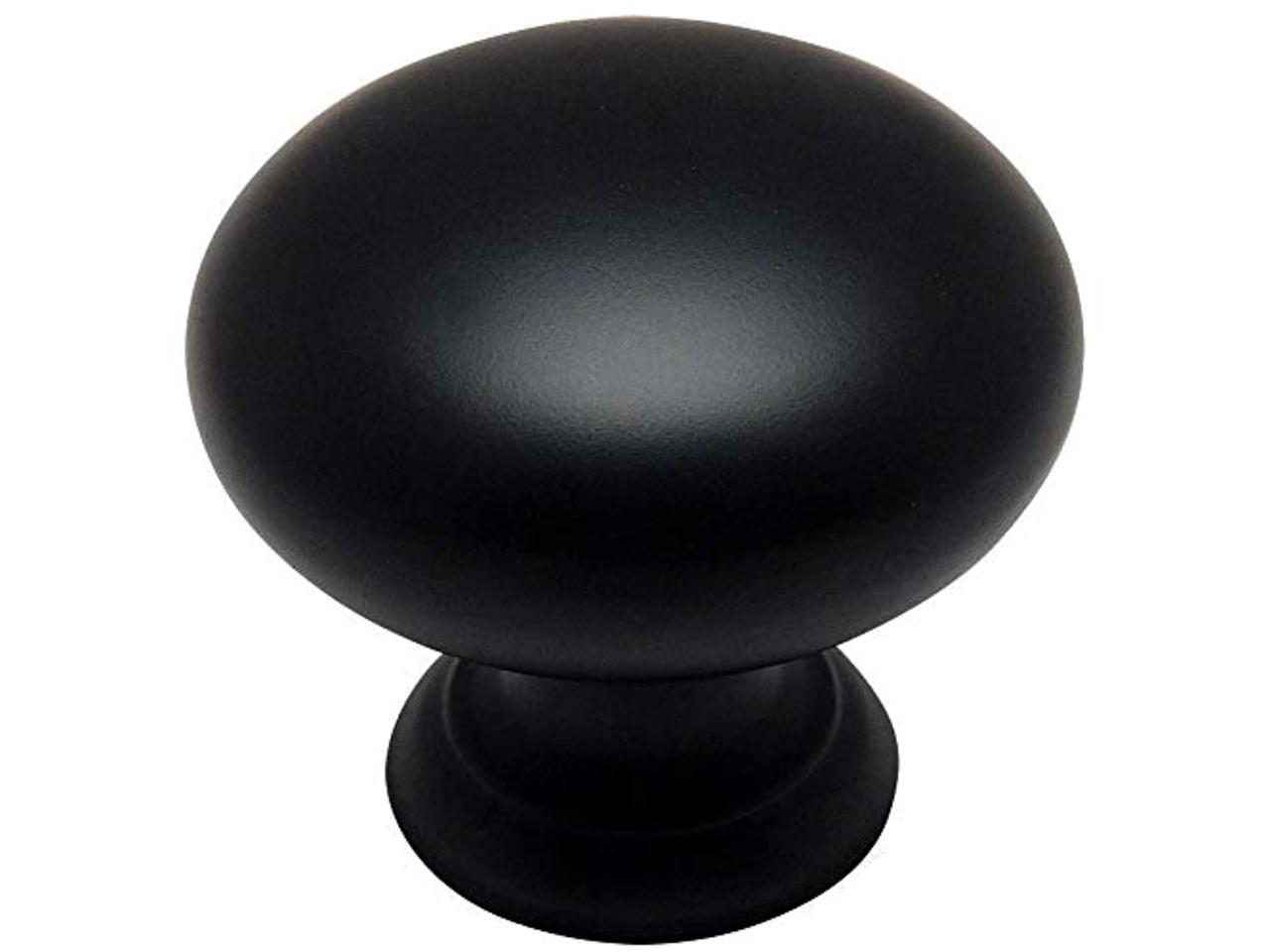 10 Pack - Cosmas 4950FB Flat Black Cabinet Hardware Round Mushroom Knob - 1-1/4 Diameter