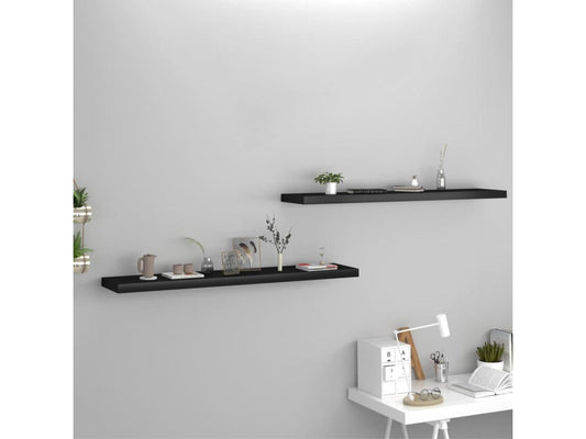 vidaXL Floating Wall Shelves 2 pcs Black 47.2x9.3x1.5 MDF