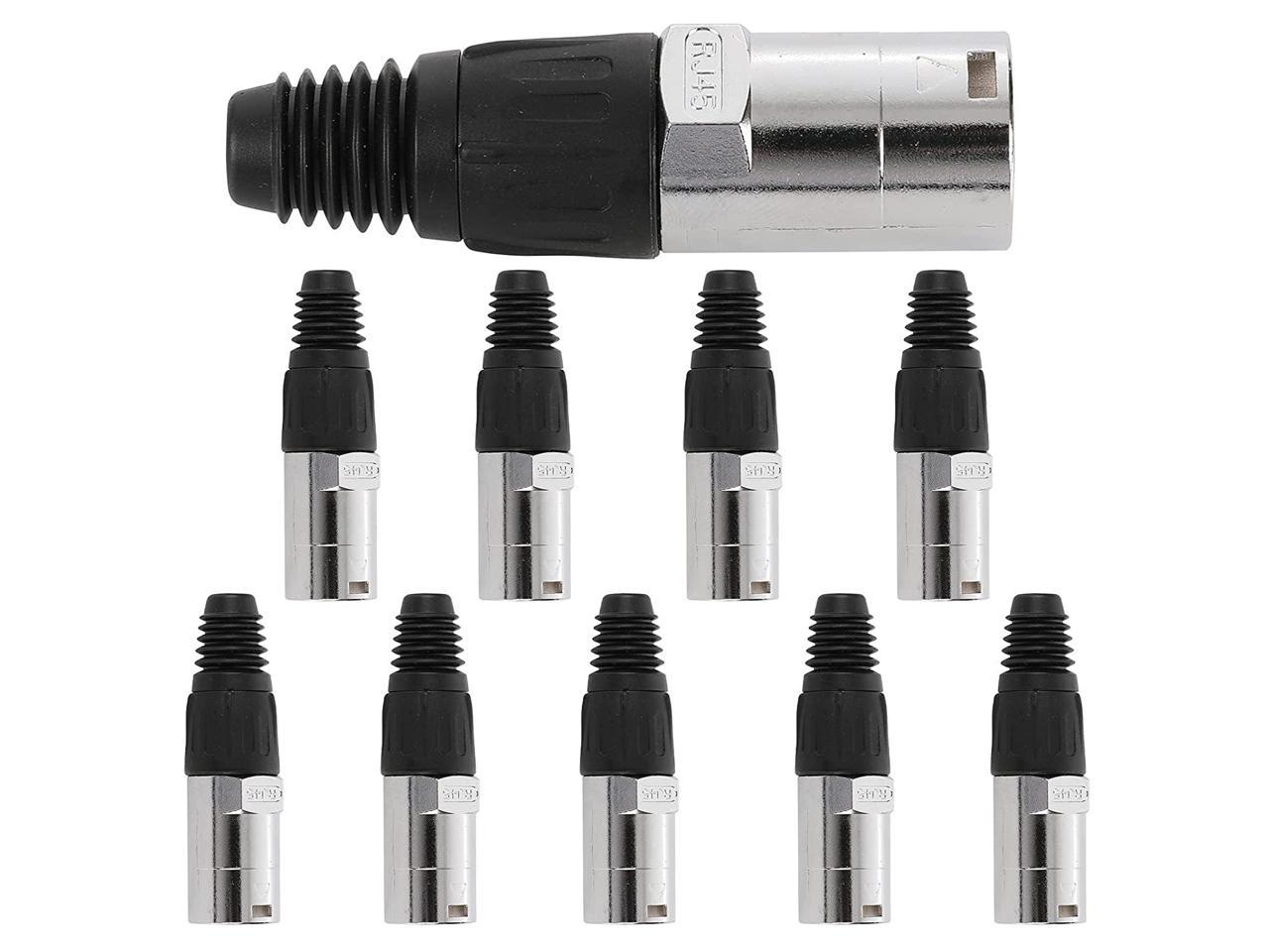 10Pcs Round Ip65 Dustproof Waterproof Connector, Compatible With Rj45 Cat5/5E/6 8P8C Female Ethernet Panel Mounting Shielded Waterproof Connector